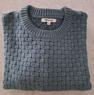 Madewell Men's Textured Knit Crewneck Sweater in Slate Blue